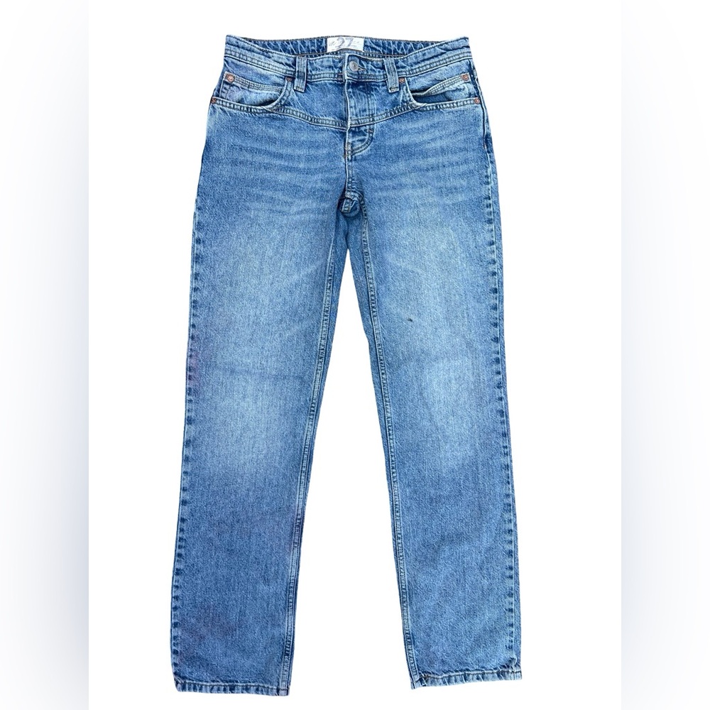 WE THE FREE Shelby Low-Rise Boyfriend Blue Jeans Front-Yoke Western Boho Sz 27
